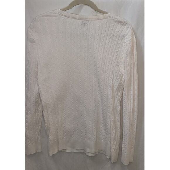 Basic Editions White Knit Long Sleeve Pullover Sweater Top Women’s Size XL - Picture 2 of 5